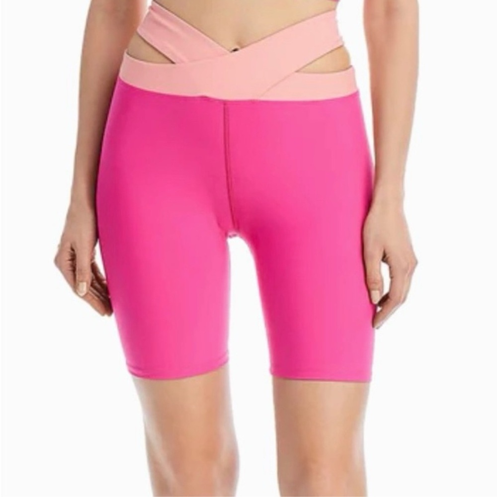 Bloomingdale’s Aqua Athletic Workout Yoga Bike Short Fuchsia /Peach